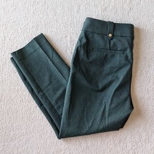 LOFT green straight leg trousers with gold embellishments, size 6P